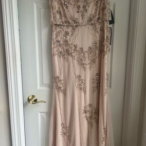 Adrianna Papell Pink Sequin Strapless Gown